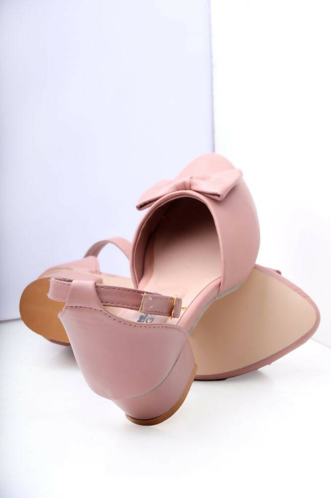 Tiny Bugs Girls Bow Embellished Ballerinas - Peach | Grocsy