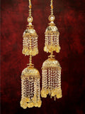 NVR Women's Pack Of 2 Gold-Polished & White Pearl Beaded Bridal Layered Heavy Kaleera Sets | Grocsy