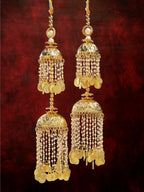 NVR Women's Pack Of 2 Gold-Polished & White Pearl Beaded Bridal Layered Heavy Kaleera Sets | Grocsy