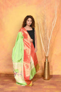 Very Much Indian Handloom Pure Cotton Paithani Dupatta - White | Grocsy