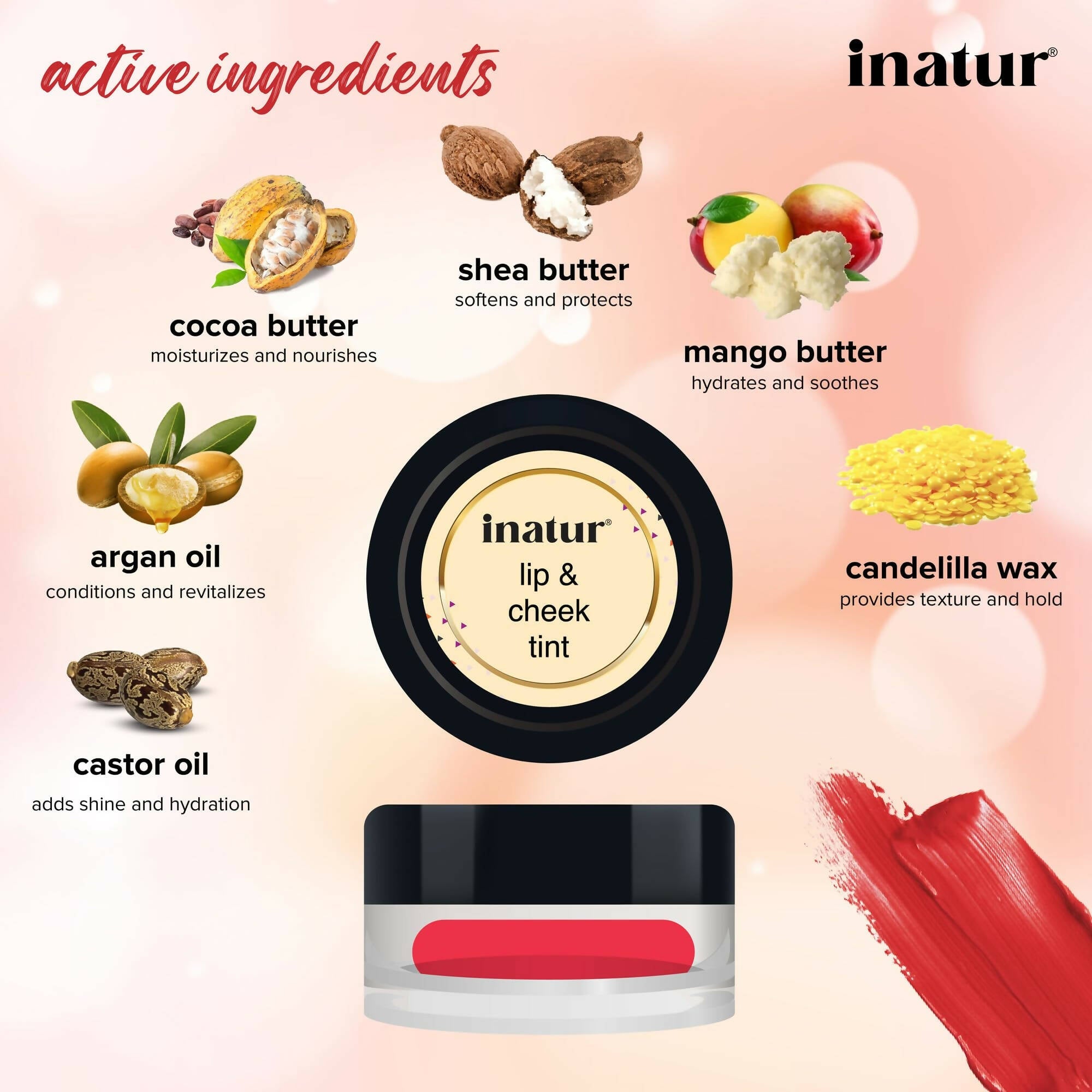 Inatur Lip and Cheek Tint Peony Pink | Grocsy