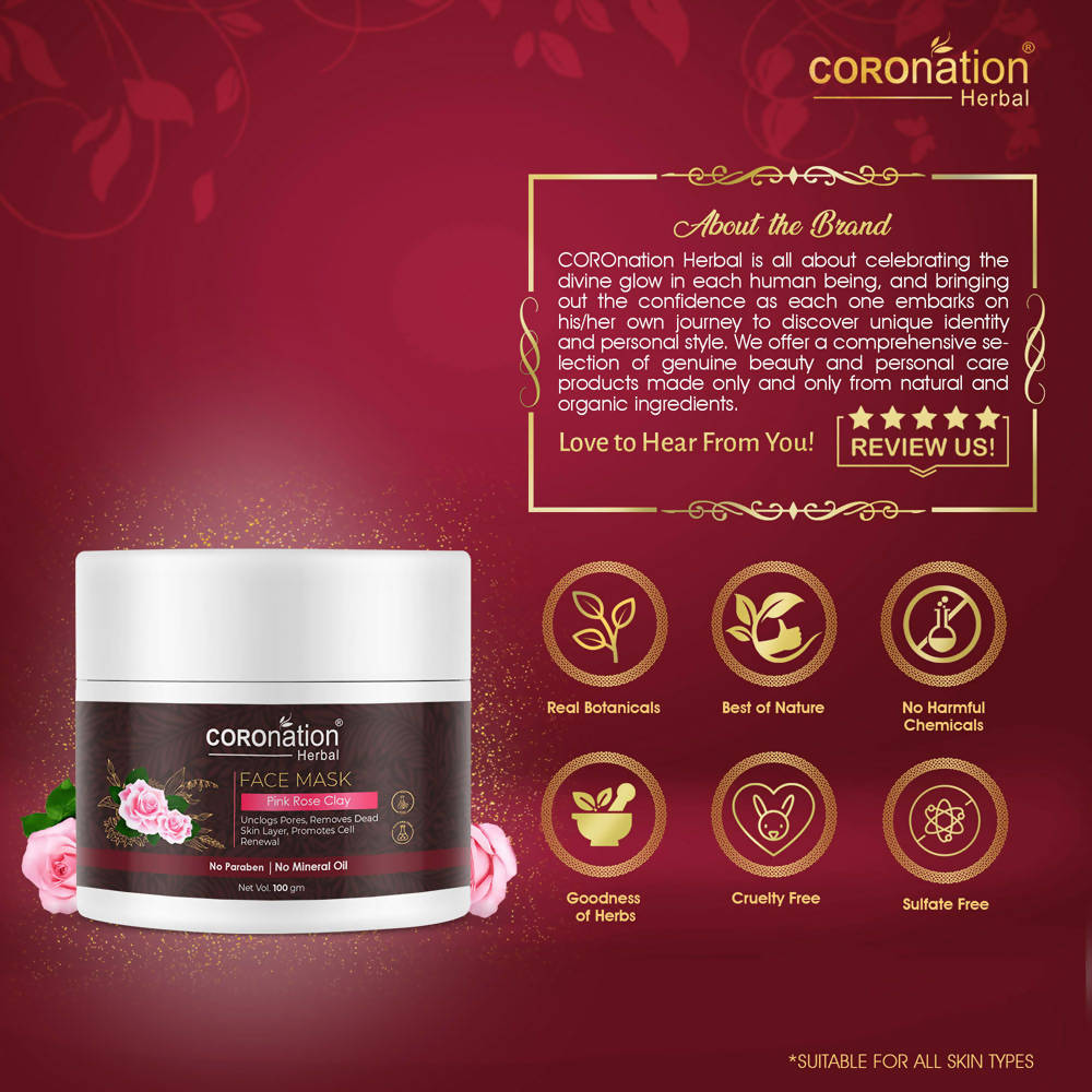 Coronation Herbal Pink Rose Clay Face Mask | Grocsy