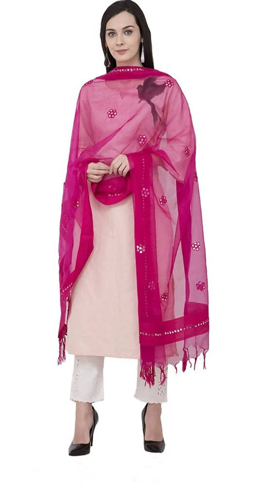 Mominos Fashion Pink Orgenza Gota Flower Dupatta | Grocsy