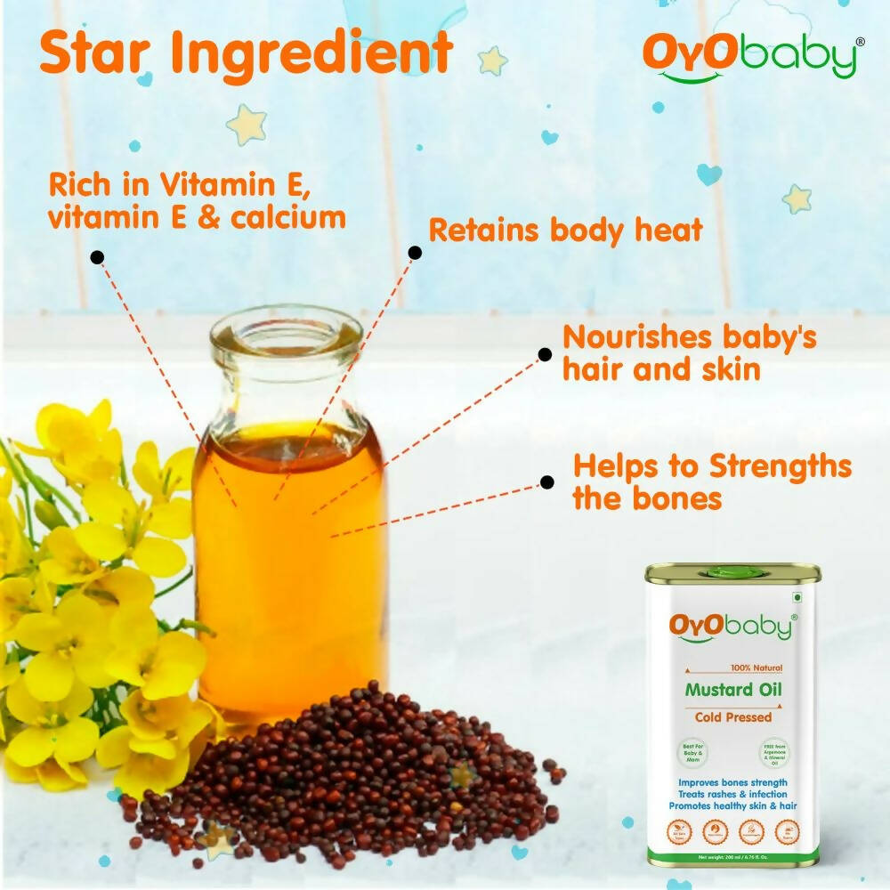 Oyo Baby Natural Mustard Oil - Cold Pressed | Grocsy