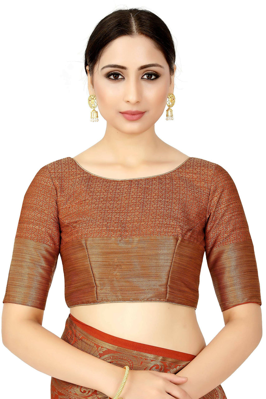 Mimosa Women's Rust Orange Patola Art Silk Saree | Grocsy