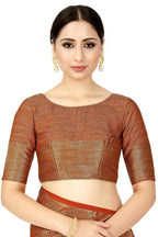 Mimosa Women's Rust Orange Patola Art Silk Saree | Grocsy