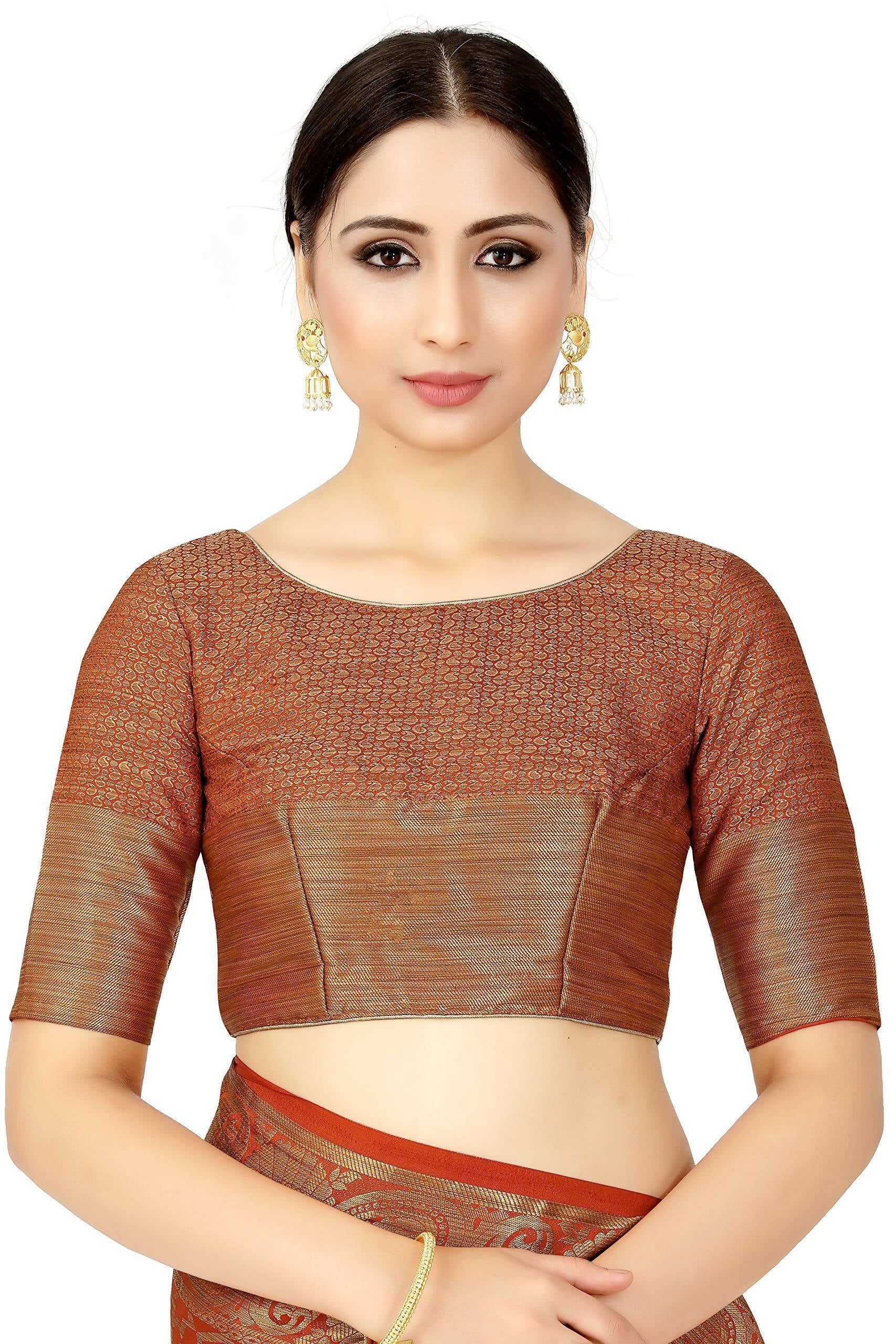 Mimosa Women's Rust Orange Patola Art Silk Saree | Grocsy