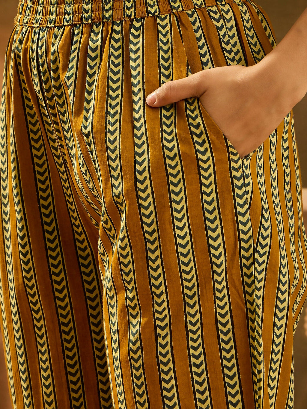 Joban Fashion Printed Mustard Pure Cotton Kurta Set | Grocsy