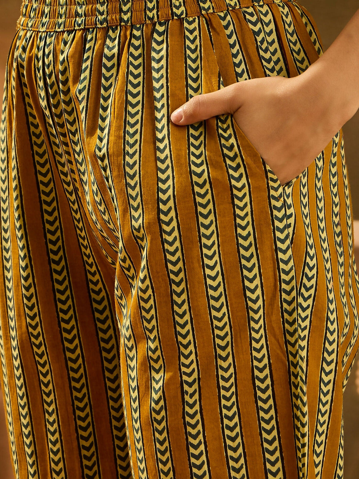 Joban Fashion Printed Mustard Pure Cotton Kurta Set | Grocsy