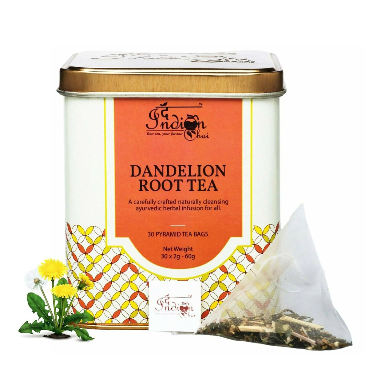 The Indian Chai – Dandelion Root Tea 30 Pyramid Tea Bags | Grocsy