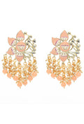 Mominos Fashion Johar Kamal Gold-Polished Kundan Peach Meenakari Earrings