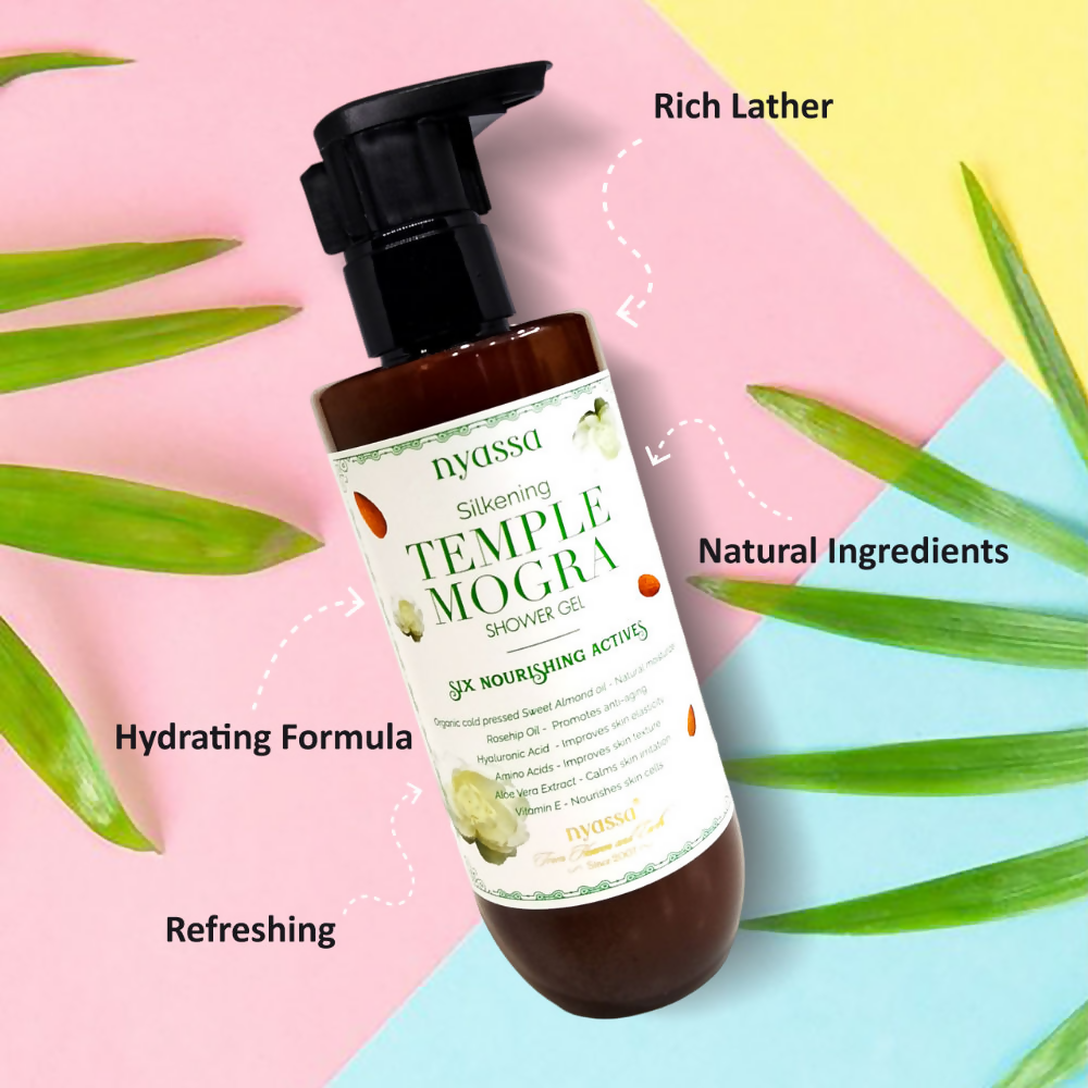 Nyassa Silky And Relaxing Temple Mogra Shower Gel With 6 Nourishing Actives | Grocsy