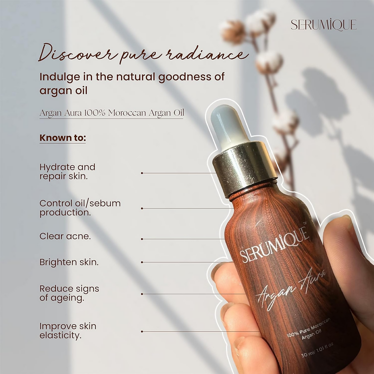 Serumique 100% Pure Moroccan Argan Face Oil | Grocsy