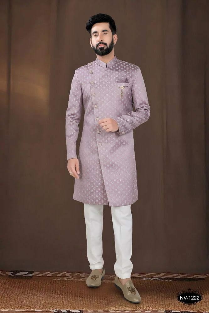 Joban Fashion Men's Pink Woven Jacquard Kurta with Pyjama | Grocsy