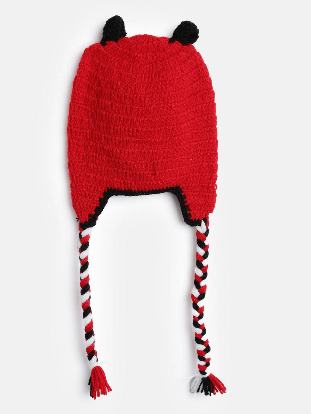 Chutput Kids Woollen Hand Knitted Bug Detail Cap - Red | Grocsy