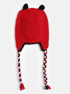 Chutput Kids Woollen Hand Knitted Bug Detail Cap - Red | Grocsy