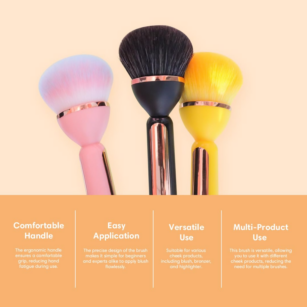 Gleva Multipurpose Professional Powder & Blush Cheek Brush - Black | Grocsy