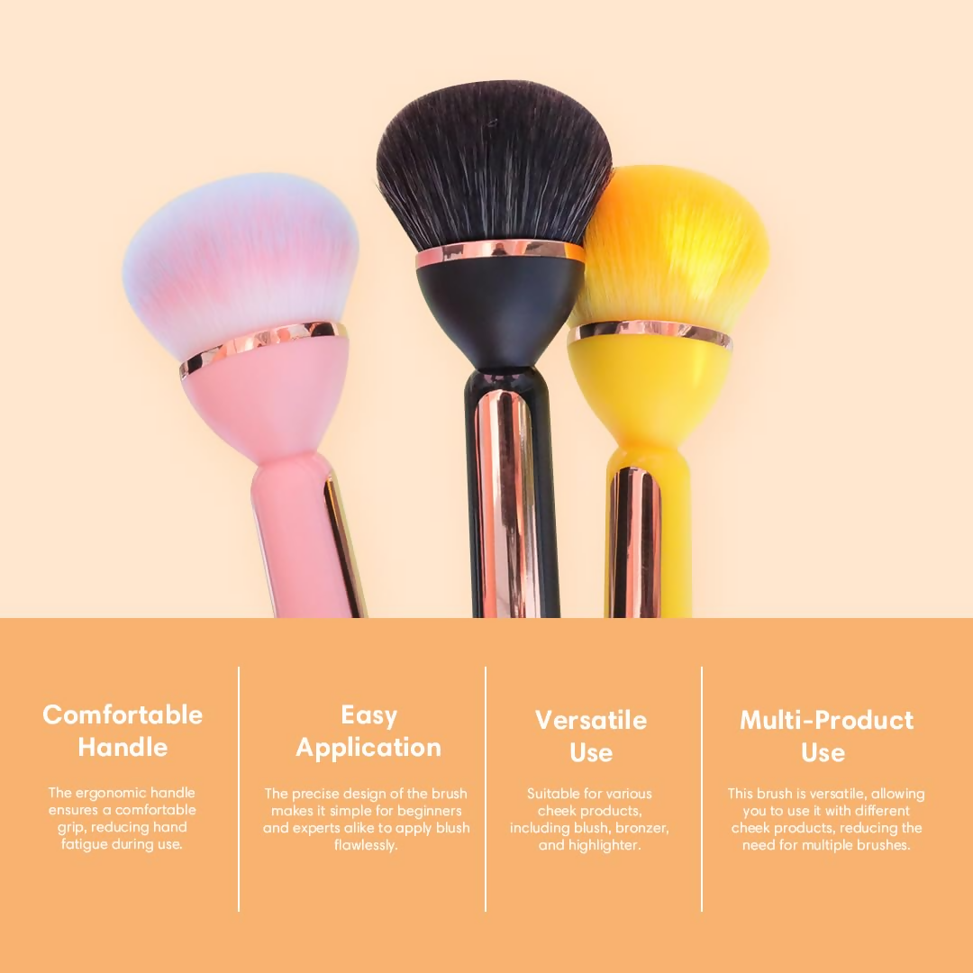 Gleva Multipurpose Professional Powder & Blush Cheek Brush - Black | Grocsy