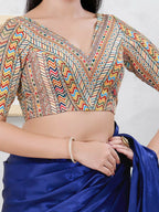 Joban Fashion Light-Gold Shift Elbow Sleeveless Back Open Blouse | Grocsy