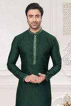 Functional Designer Men's Green Jacquard Kurta With Pant - Rudra | Grocsy
