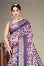 PR Fashion Multi Heavy Rich Cotton Silk Digital Print & Jacquard Saree | Grocsy