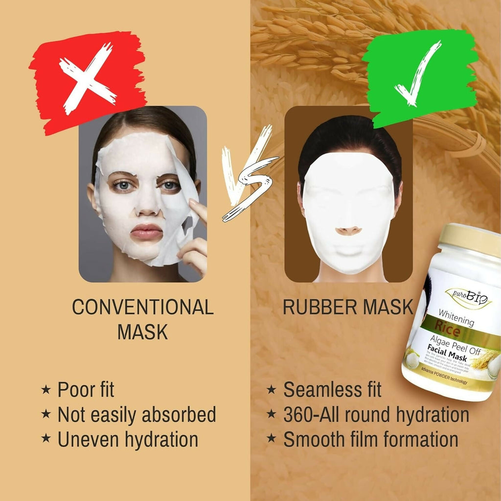 Purobio Algae Peel off Face Mask Whitening Rice Facial Mask | Grocsy