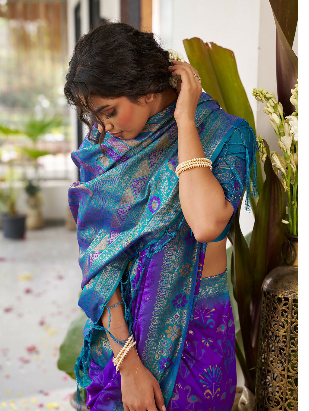 Shree Shyam Fashion Violet Soft Silk Saree | Grocsy