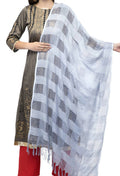 Mominos Fashion Moeza Silver Grey Window Cotton Dupatta | Grocsy