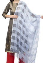 Mominos Fashion Moeza Silver Grey Window Cotton Dupatta | Grocsy