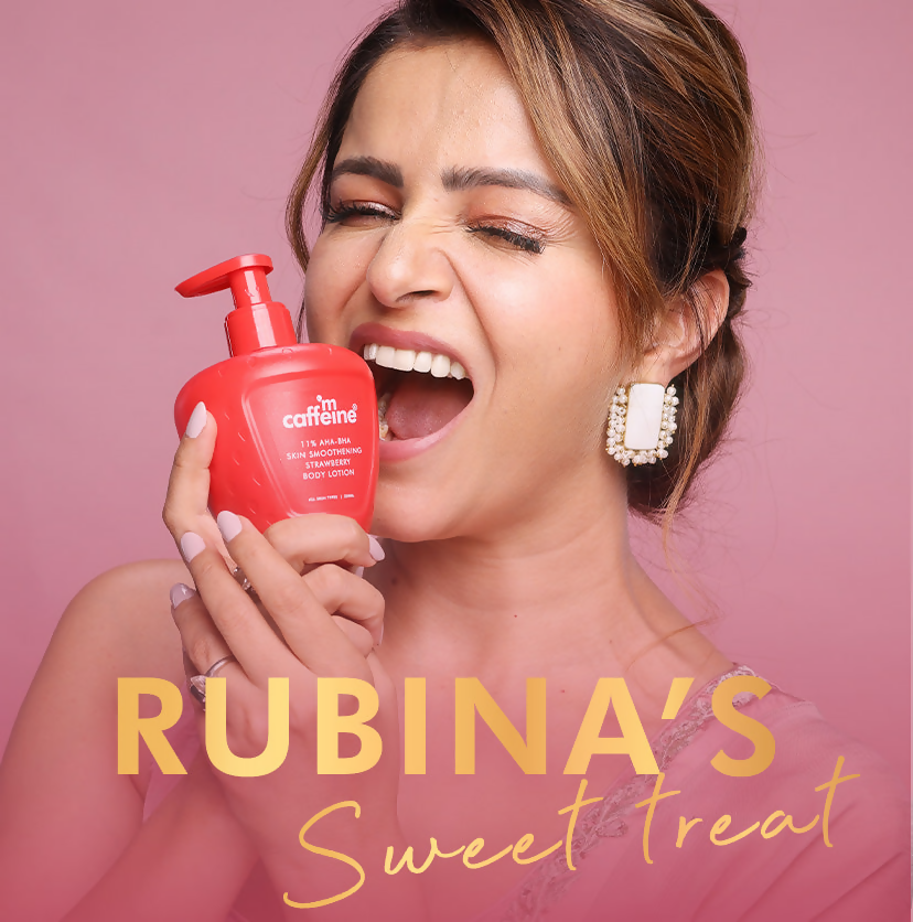 mCaffeine 11% AHA-BHA Skin Smoothening Strawberry Body Lotion | Grocsy
