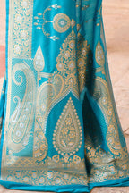Joban Fashion Blue Banarasi Soft Pure Handloom Banarasi Silk Saree | Grocsy
