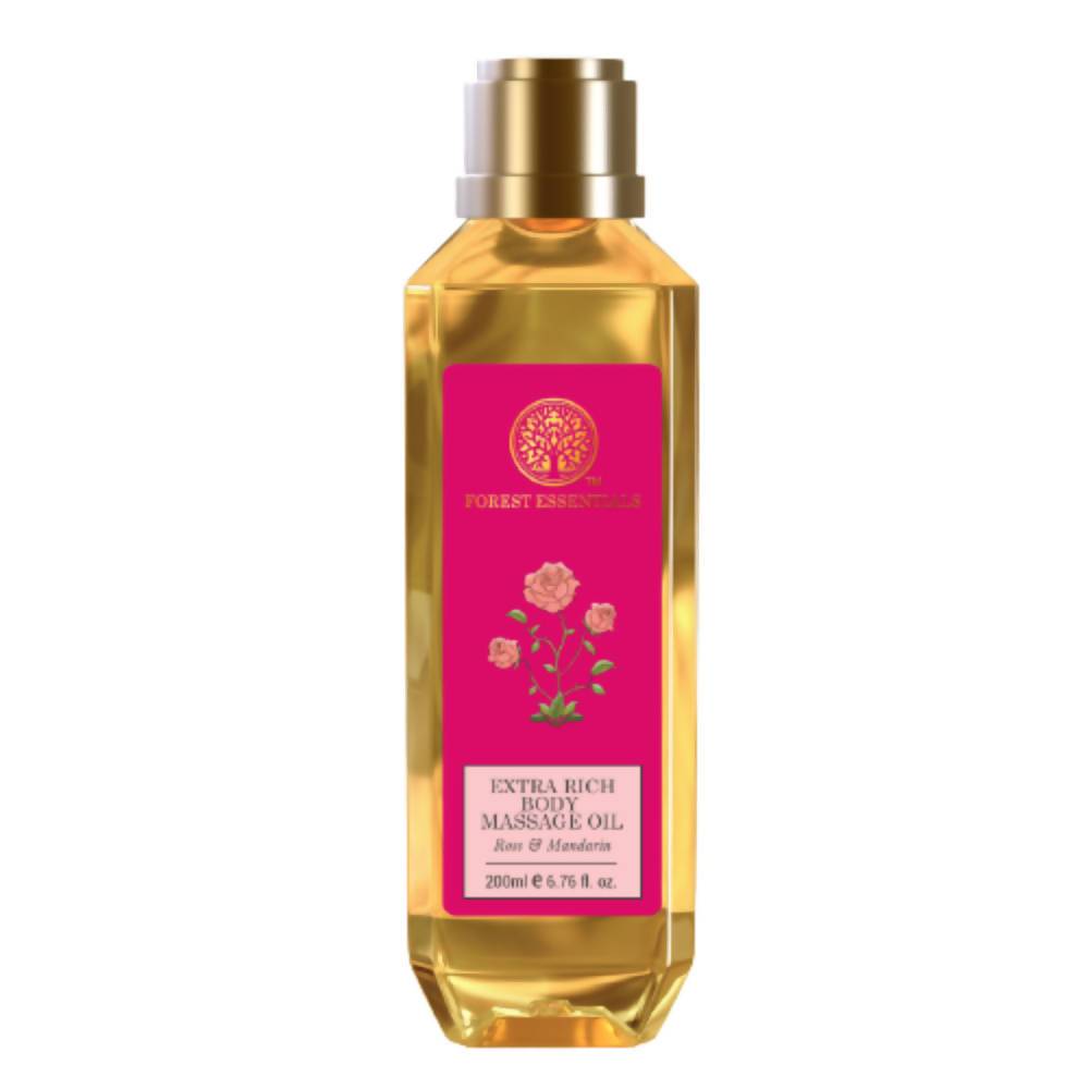 Forest Essentials Extra Rich Almond Body Massage Oil Rose & Mandarin | Grocsy