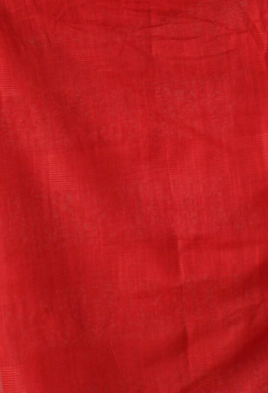 Mominos Fashion Moeza Red Bhagalpuri Handloom 8 Line Ghichha Silk Saree with unstitched Blouse piece | Grocsy