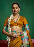 Joban Fashion Tushar Silk Mustard Colored With Zari Border And Designer Pallu Saree | Grocsy