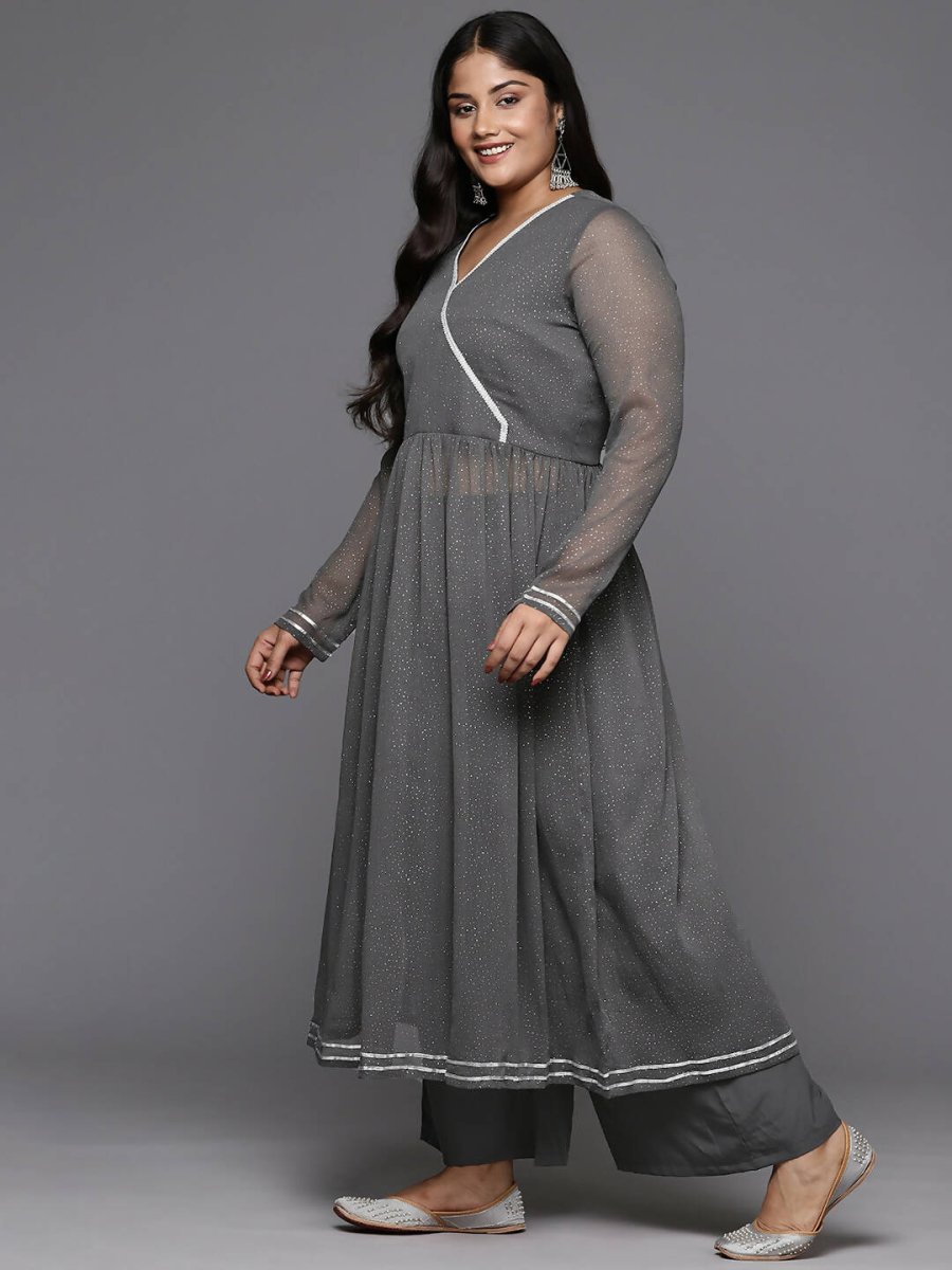 Ahalyaa Women's Traditional wear Kurta Set - Grey | Grocsy