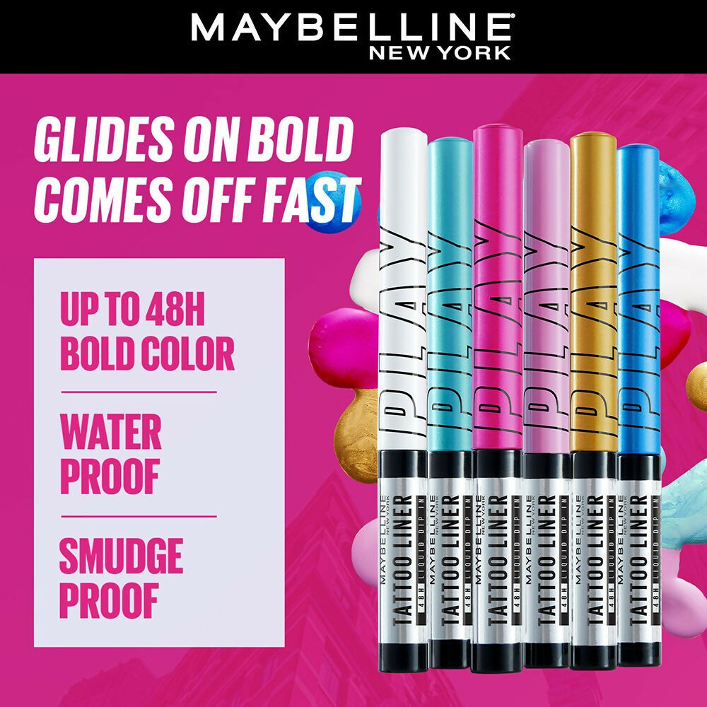 Maybelline New York Tattoo Play Colored Liquid Eyeliner - Punch (Pink) | Grocsy