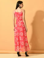 Myshka Women's Pink Fit and Flare Party Dress | Grocsy