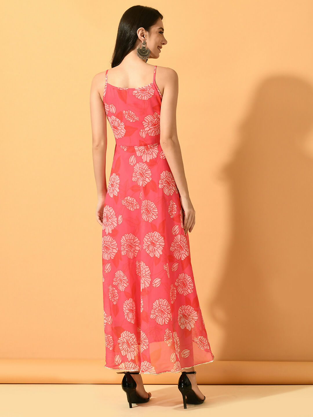 Myshka Women's Pink Fit and Flare Party Dress | Grocsy
