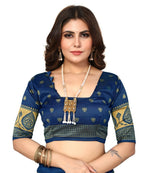 Vamika Blue Printed Art Silk Saree | Grocsy