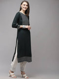 Yufta Women Green Yoke Design Regular Sequinned Kurta with Palazzo & With Dupatta | Grocsy