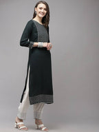 Yufta Women Green Yoke Design Regular Sequinned Kurta with Palazzo & With Dupatta | Grocsy