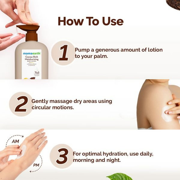 Mamaearth Cocoa Rich Moisturizing Body Lotion with Cocoa Butter & Vitamin E | Grocsy