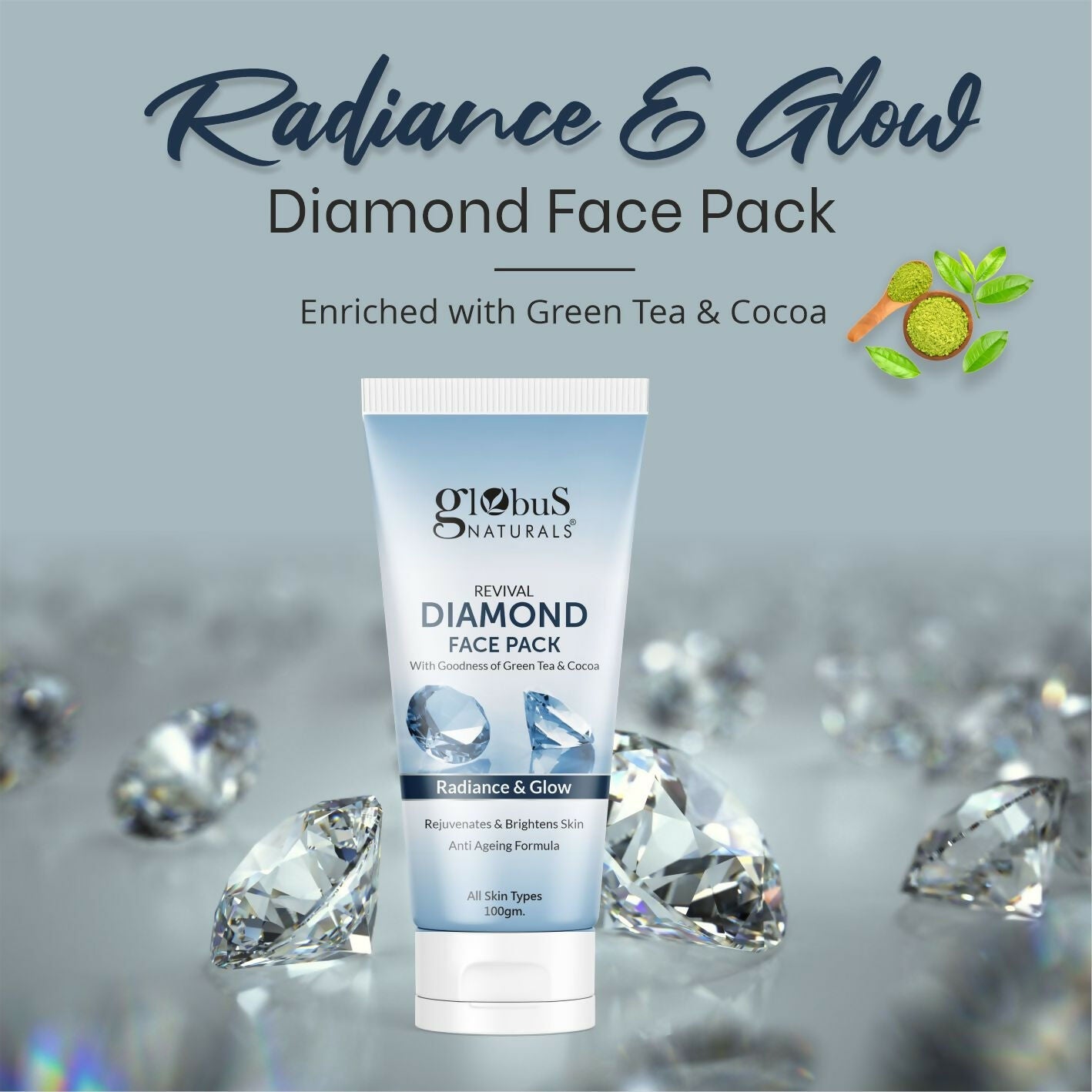 Globus Naturals Revival Diamond Face Pack, Natural & Ayurvedic Formula | Grocsy