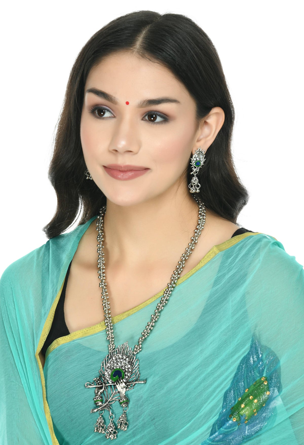 Mominos Fashion Johar Kamal Oxidised Silver-Plated Brass Finish Bansuri Long Necklace For Women (Silver) | Grocsy