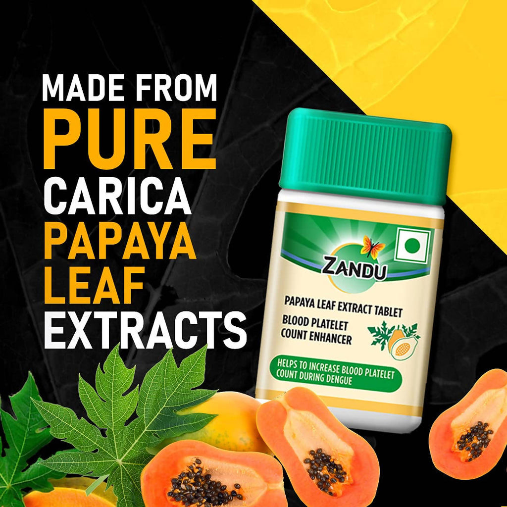 Zandu Papaya Leaf Extract Tablets | Grocsy