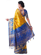 Mimosa Women's Gold Kanjivaram Art Silk Saree | Grocsy