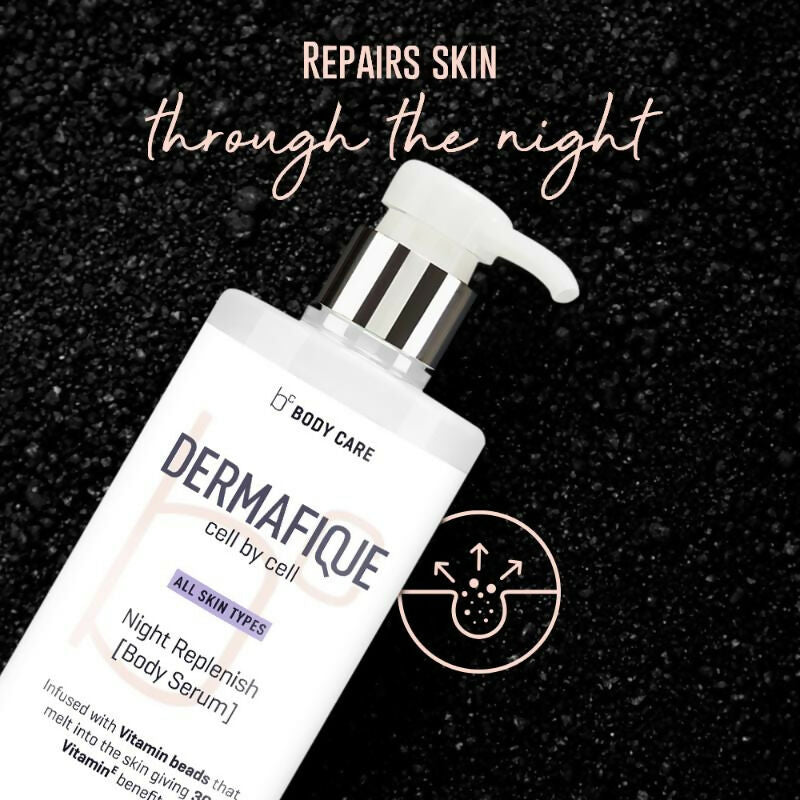 Dermafique Night Replenish Body Serum With 30X Vitamin E, Repairs Skin Cell Damage | Grocsy