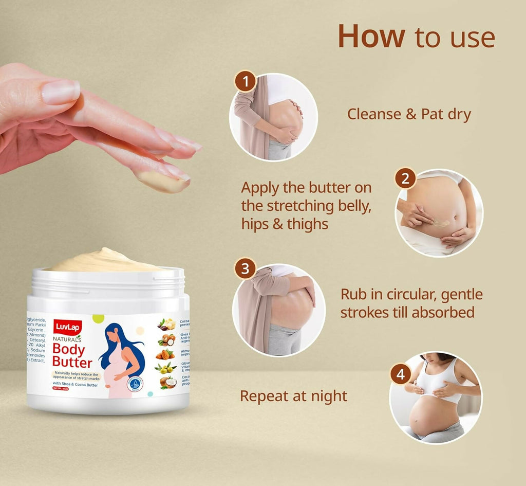 LuvLap Naturals Body Butter for Pregnant Belly | Grocsy