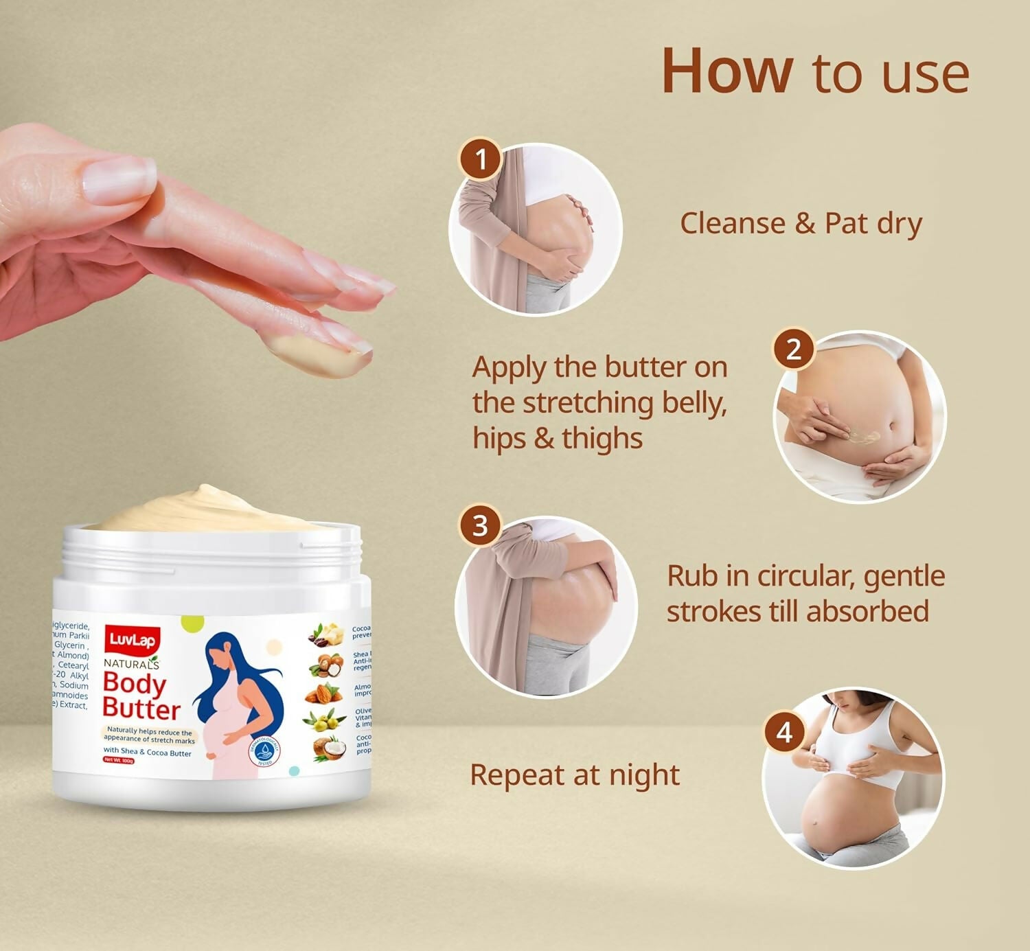 LuvLap Naturals Body Butter for Pregnant Belly | Grocsy