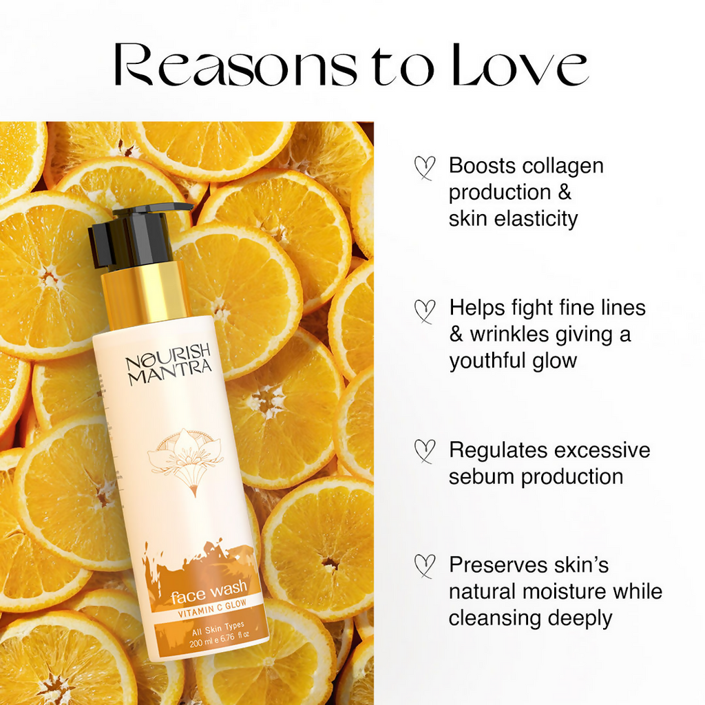 Nourish Mantra Vitamin C Glow Face Wash with Vitamin C, Aloe Vera, & Vitamin E | Grocsy